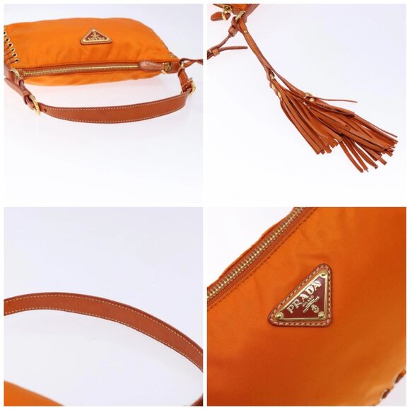 PRADA Accessory Pouch Nylon Orange Gold Auth 139357 - Picture 16 of 16